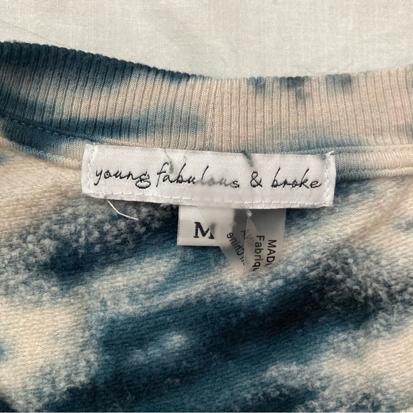 Young Fabulous & Broke Juliette Tie Dye Oversized Pullover Navy Cream Medium - Picture 4 of 6